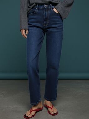 NWOT MASSIMO DUTTI 5050 950 407 Straight Leg Mid Rise Denim Jeans 8